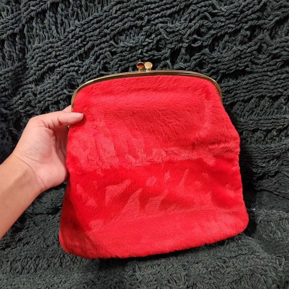 Ingber Red Velvet Kisslock Clutch